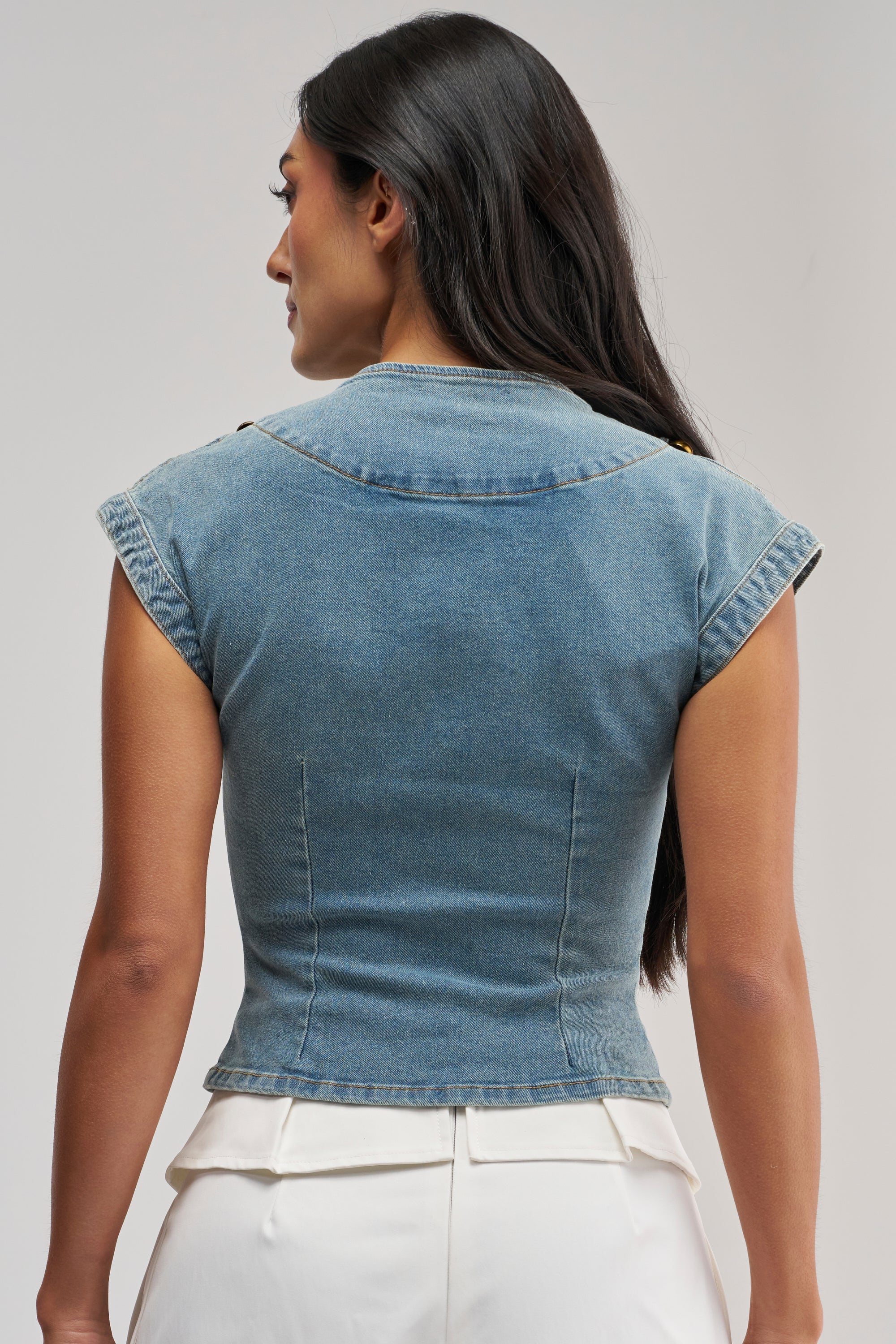 NEVER LOSE ME DENIM TOP
