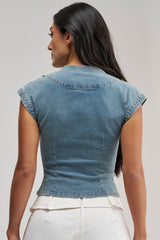 NEVER LOSE ME DENIM TOP