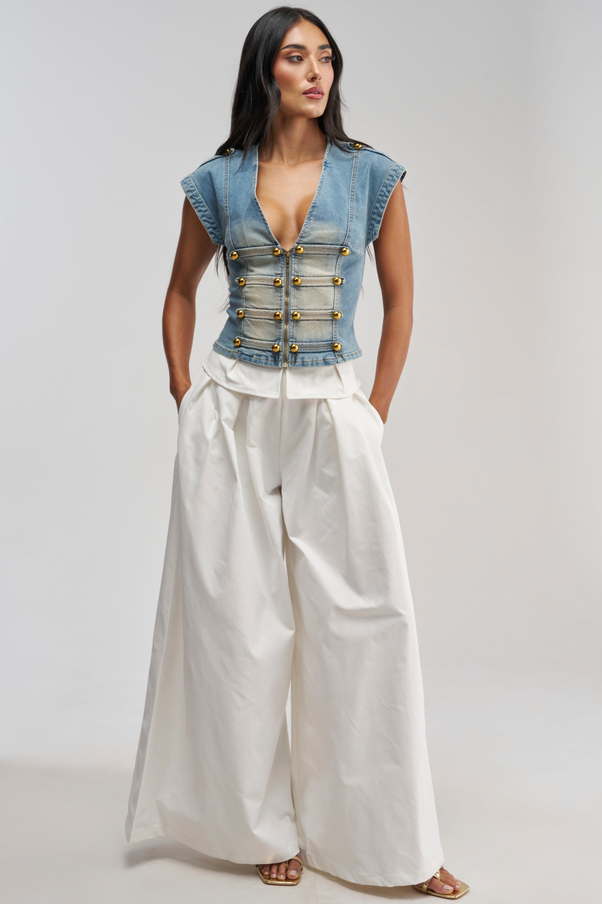 NEVER LOSE ME DENIM TOP