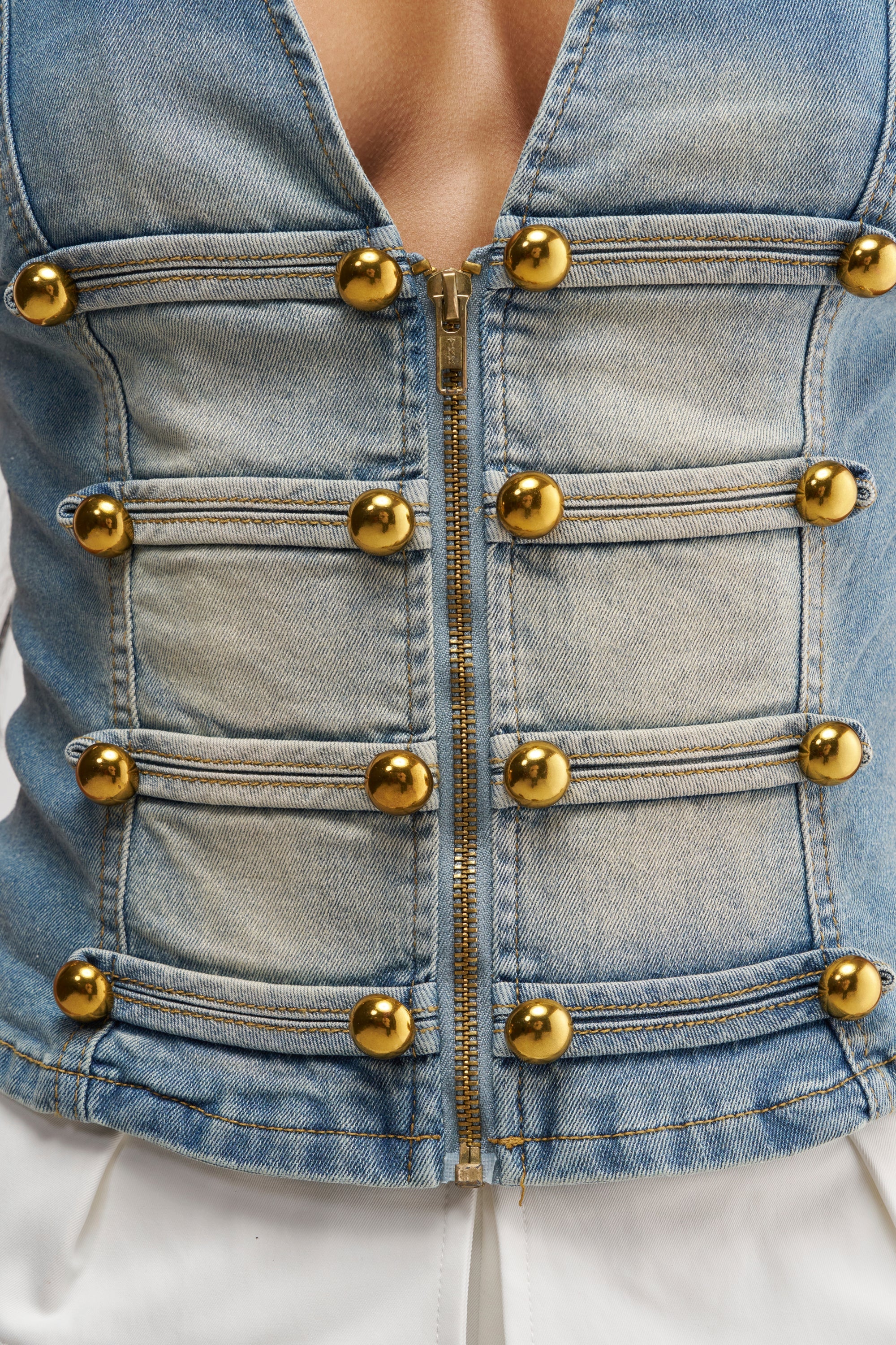 NEVER LOSE ME DENIM TOP