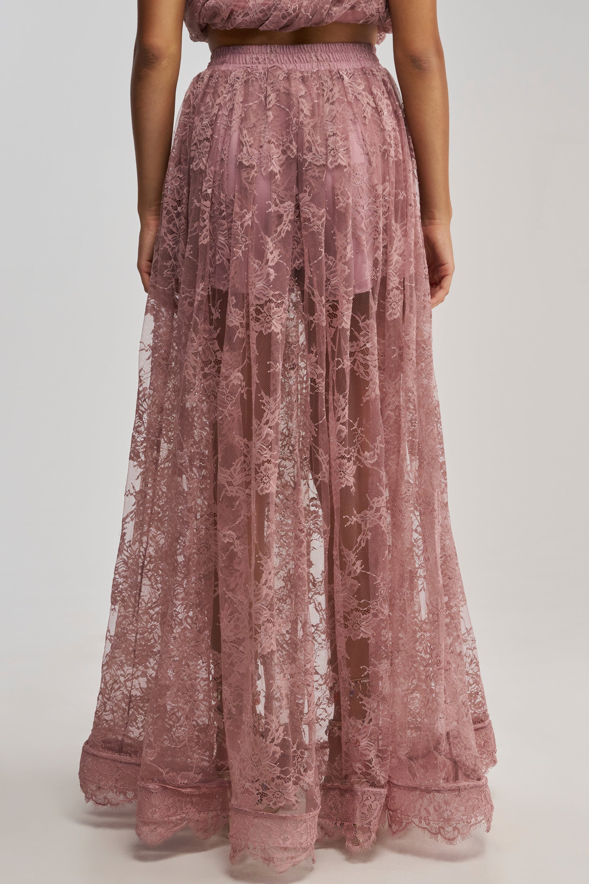 HANNAH LACE MAXI SKIRT IN MAUVE