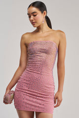CALL IT CHEMISTRY RHINESTONE MINI DRESS IN MAUVE