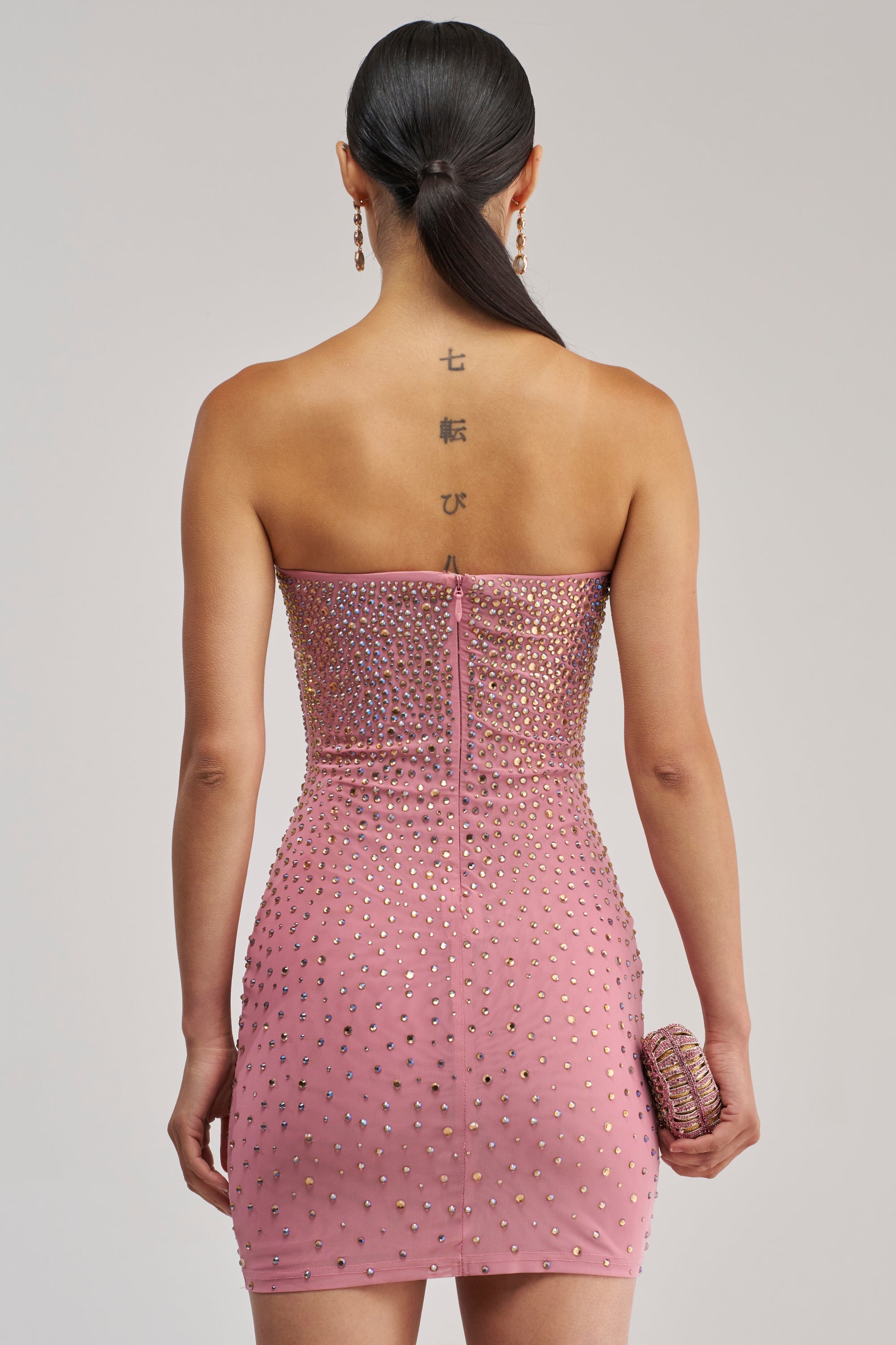 CALL IT CHEMISTRY RHINESTONE MINI DRESS IN MAUVE