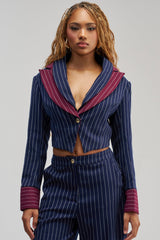 NEVER BETTER PINSTRIPE BLAZER