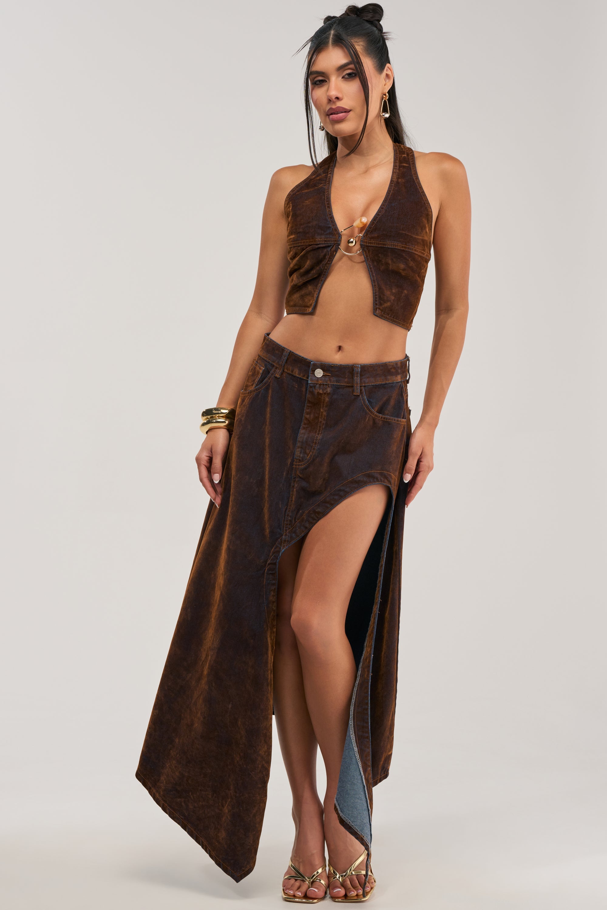 JESSIE VELVET DENIM SKIRT