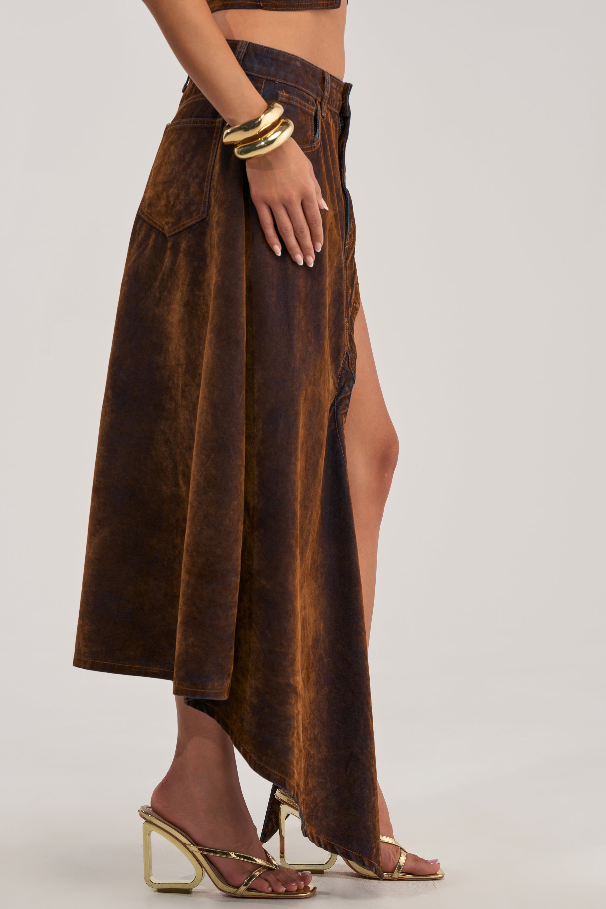 JESSIE VELVET DENIM SKIRT