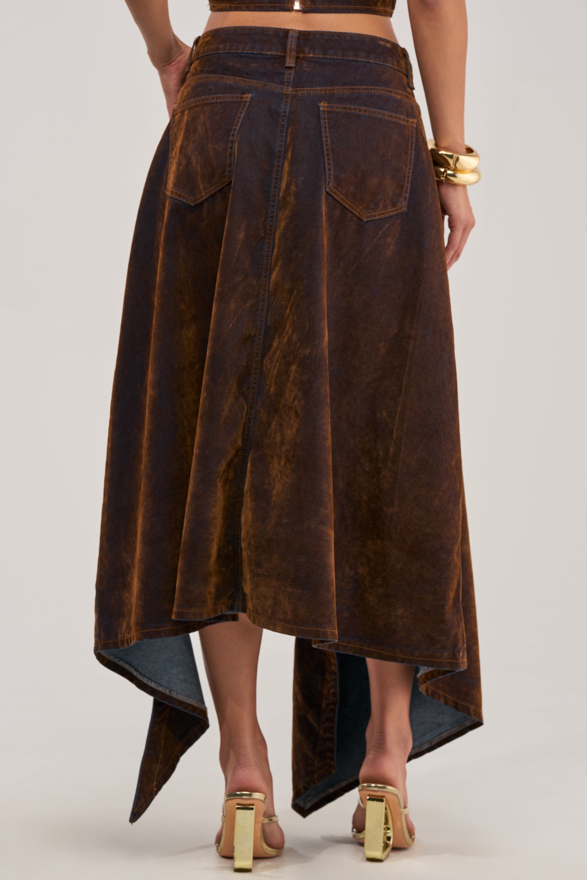 JESSIE VELVET DENIM SKIRT
