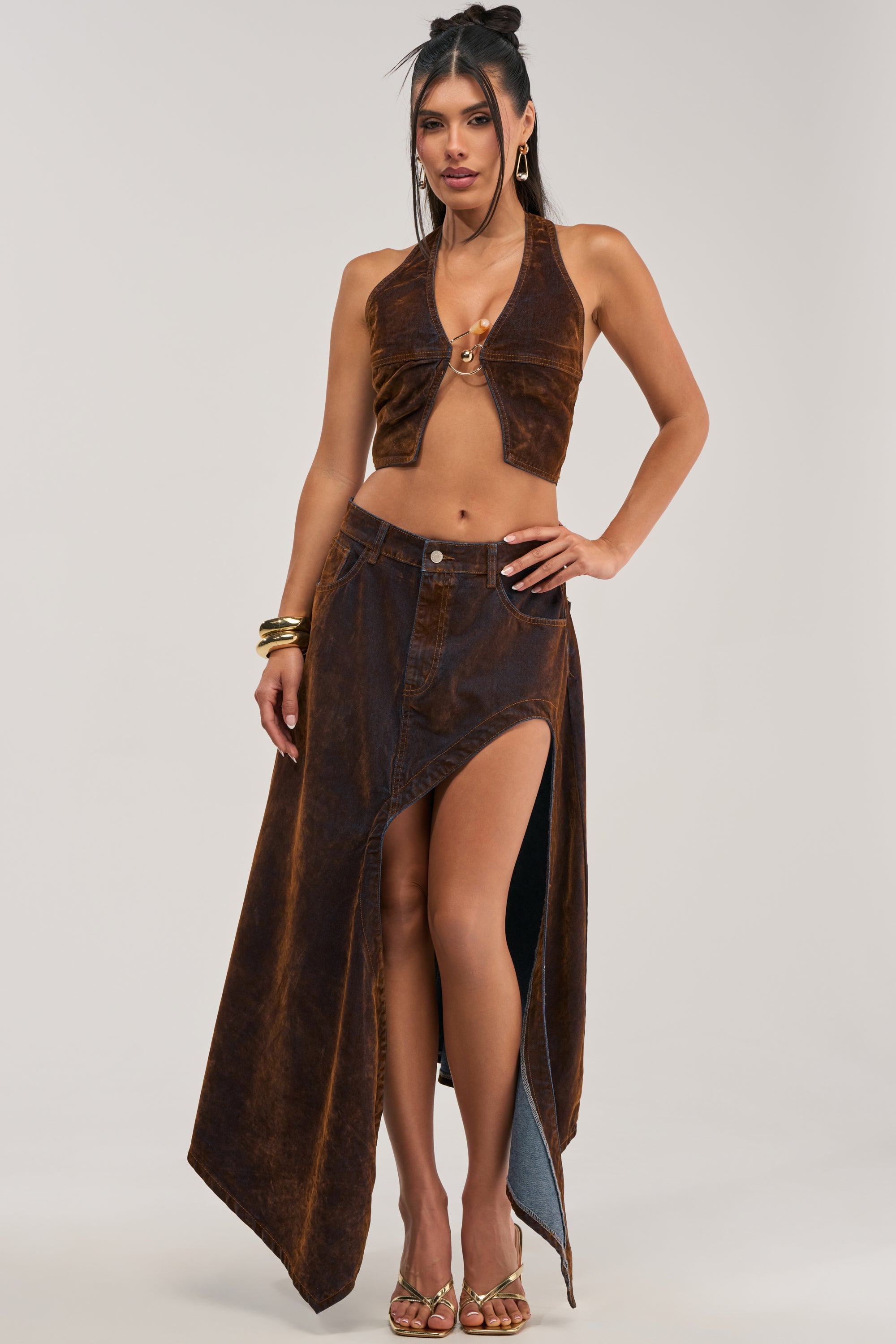 JESSIE VELVET DENIM SKIRT