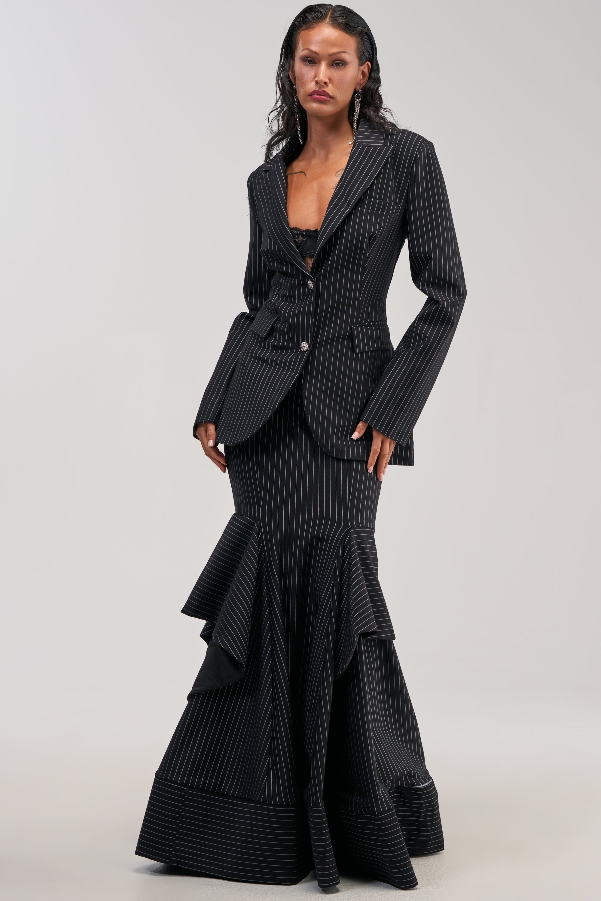 GIVE IT UP PINSTRIPE MAXI SKIRT