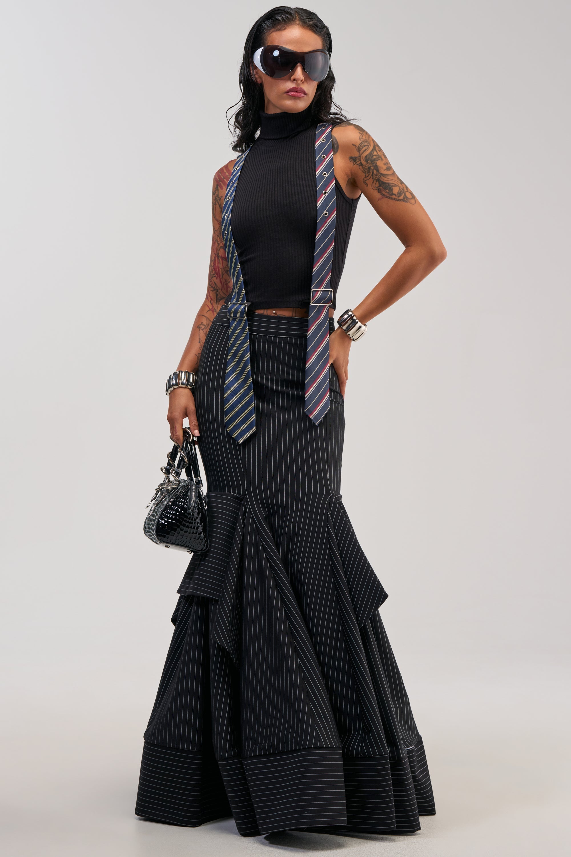 GIVE IT UP PINSTRIPE MAXI SKIRT