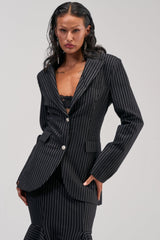 GIVE IT UP PINSTRIPE BLAZER