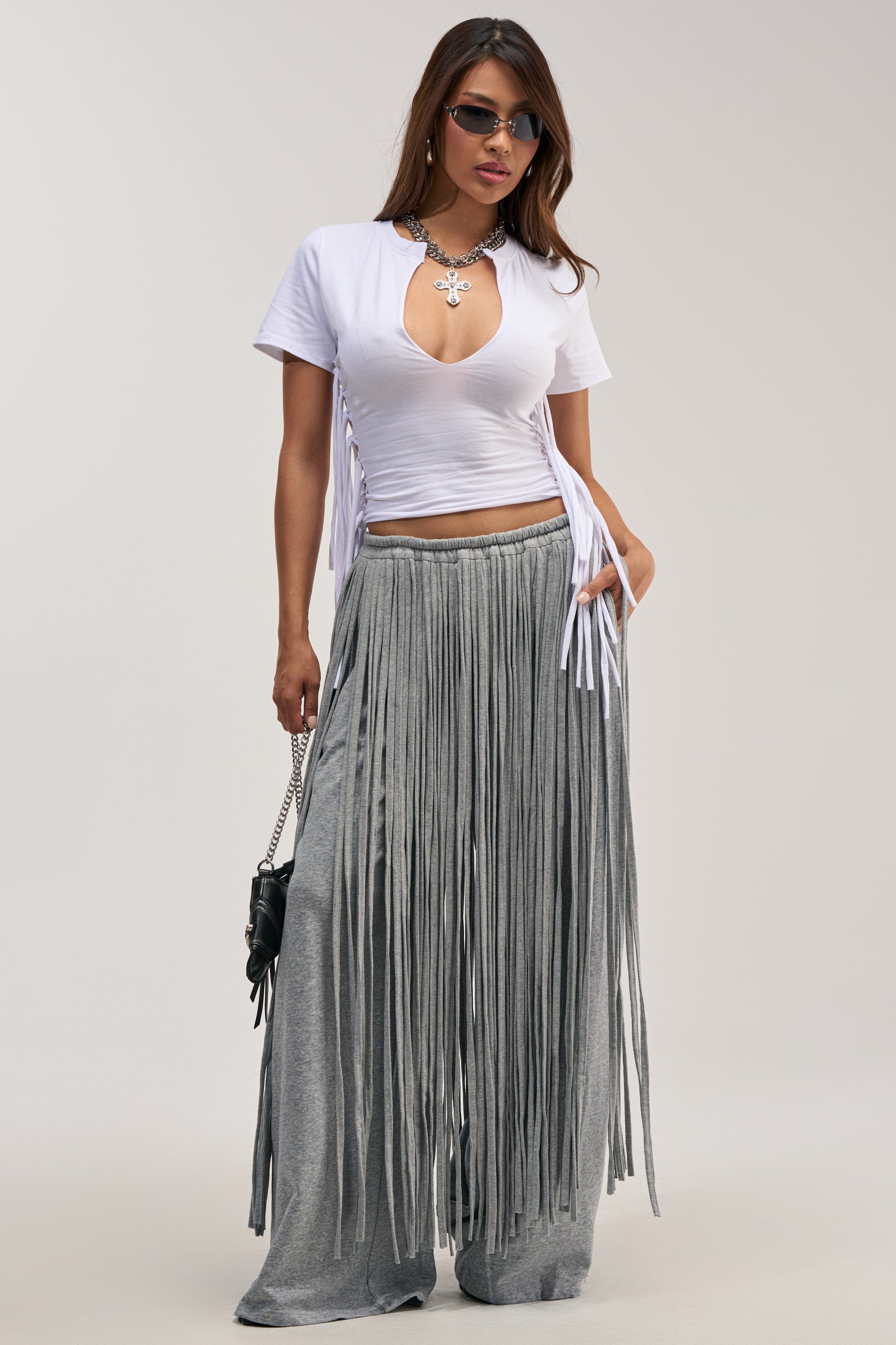 TRY ME FRINGE WIDE LEG JOGGER