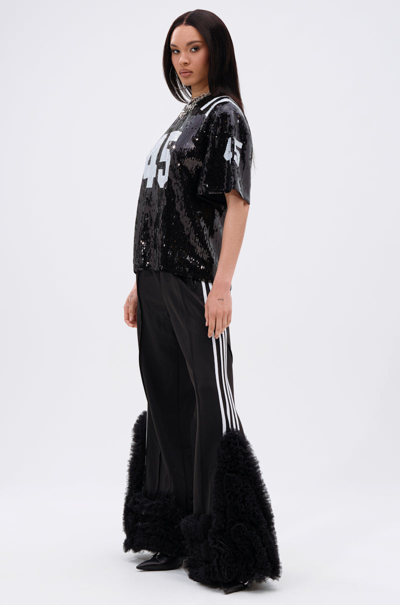 MODERN JAM TRACK PANT WITH TULLE IN BLACK