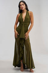 SWEET SUNSET MESH MAXI DRESS IN OLIVE