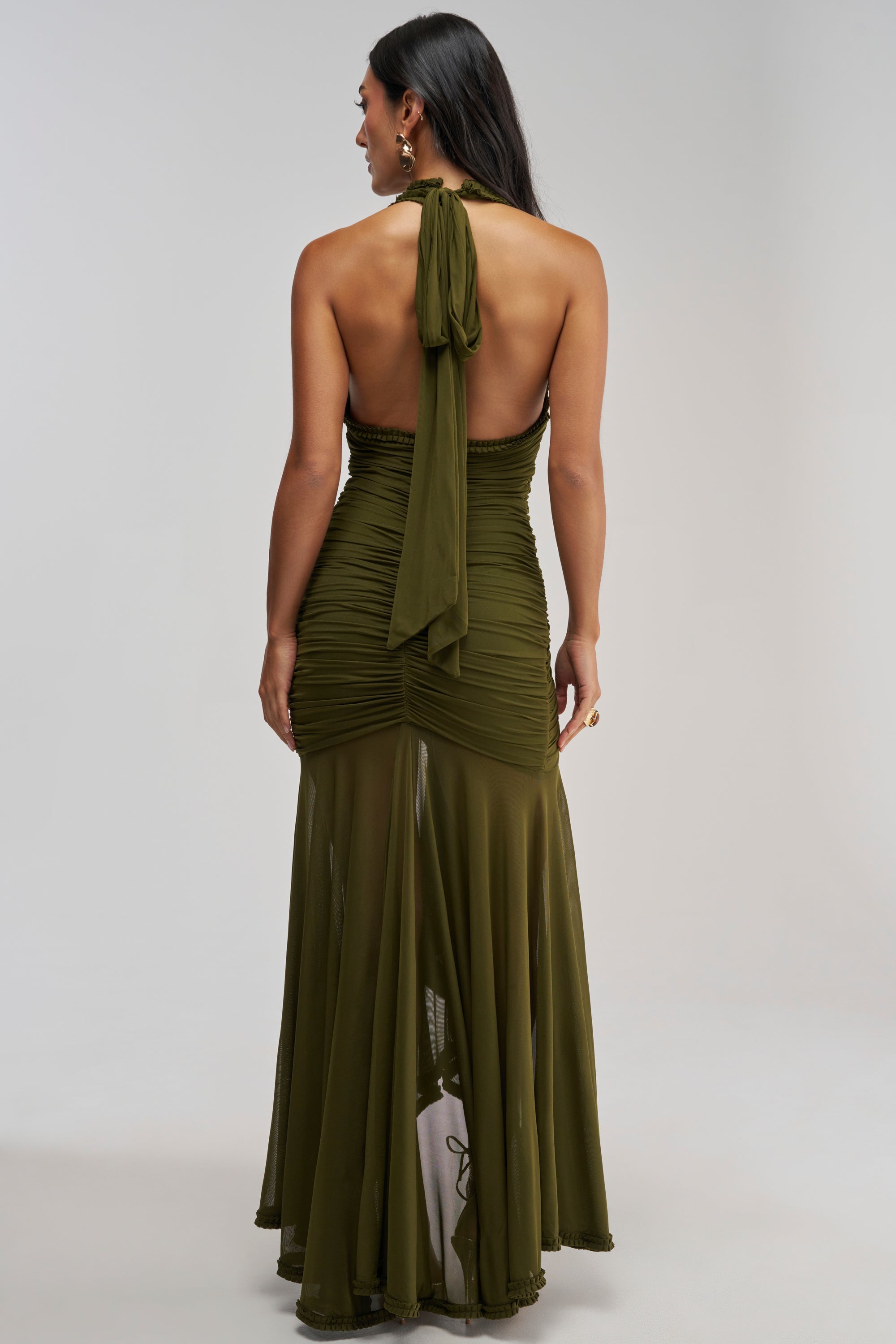 SWEET SUNSET MESH MAXI DRESS IN OLIVE