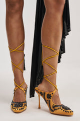 AZALEA WANG ADORN MARIGOLD EMBELLISHED STILETTO PUMP