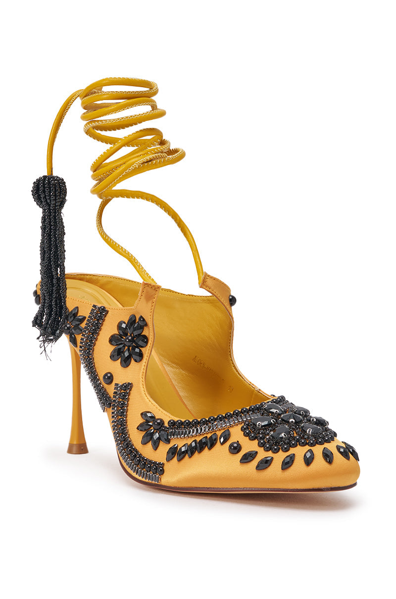 AZALEA WANG ADORN MARIGOLD EMBELLISHED STILETTO PUMP