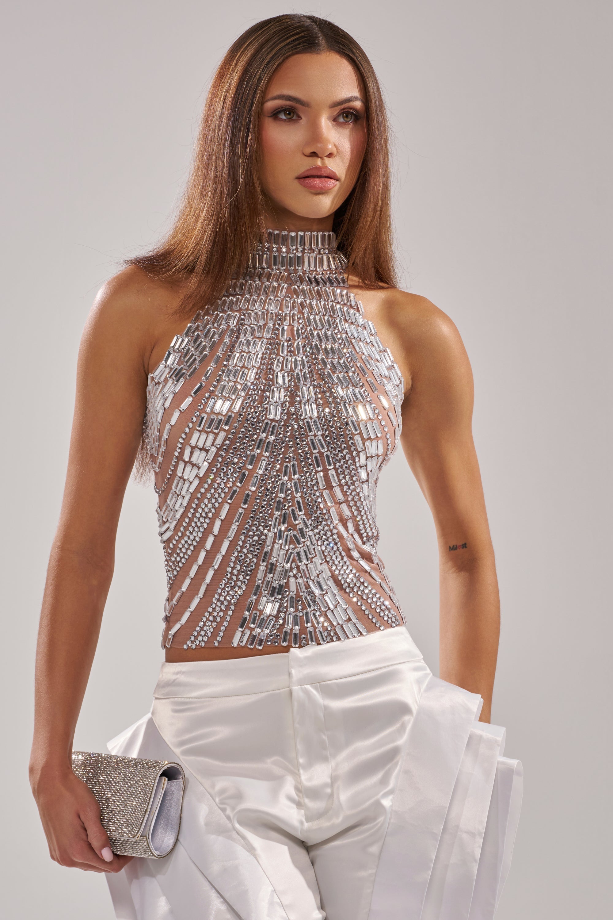 YOU KNOW THE DRILL RHINESTONE BLOUSE