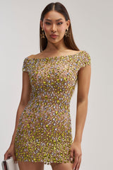 HIGH STANDARDS RHINESTONE MINI DRESS