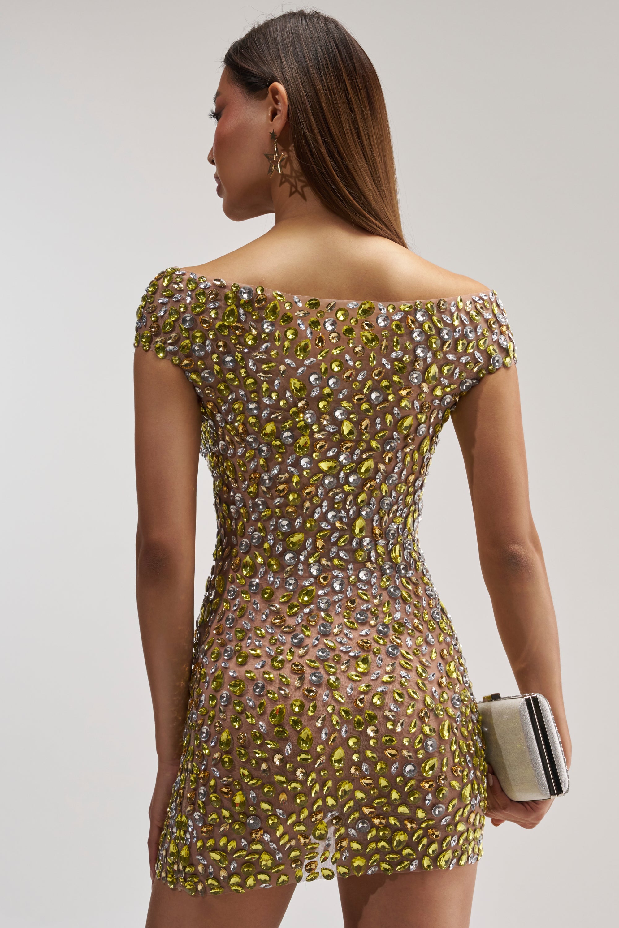 HIGH STANDARDS RHINESTONE MINI DRESS