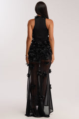 PARTY FAVOR RUFFLE MAXI DRESS IN BLACK
