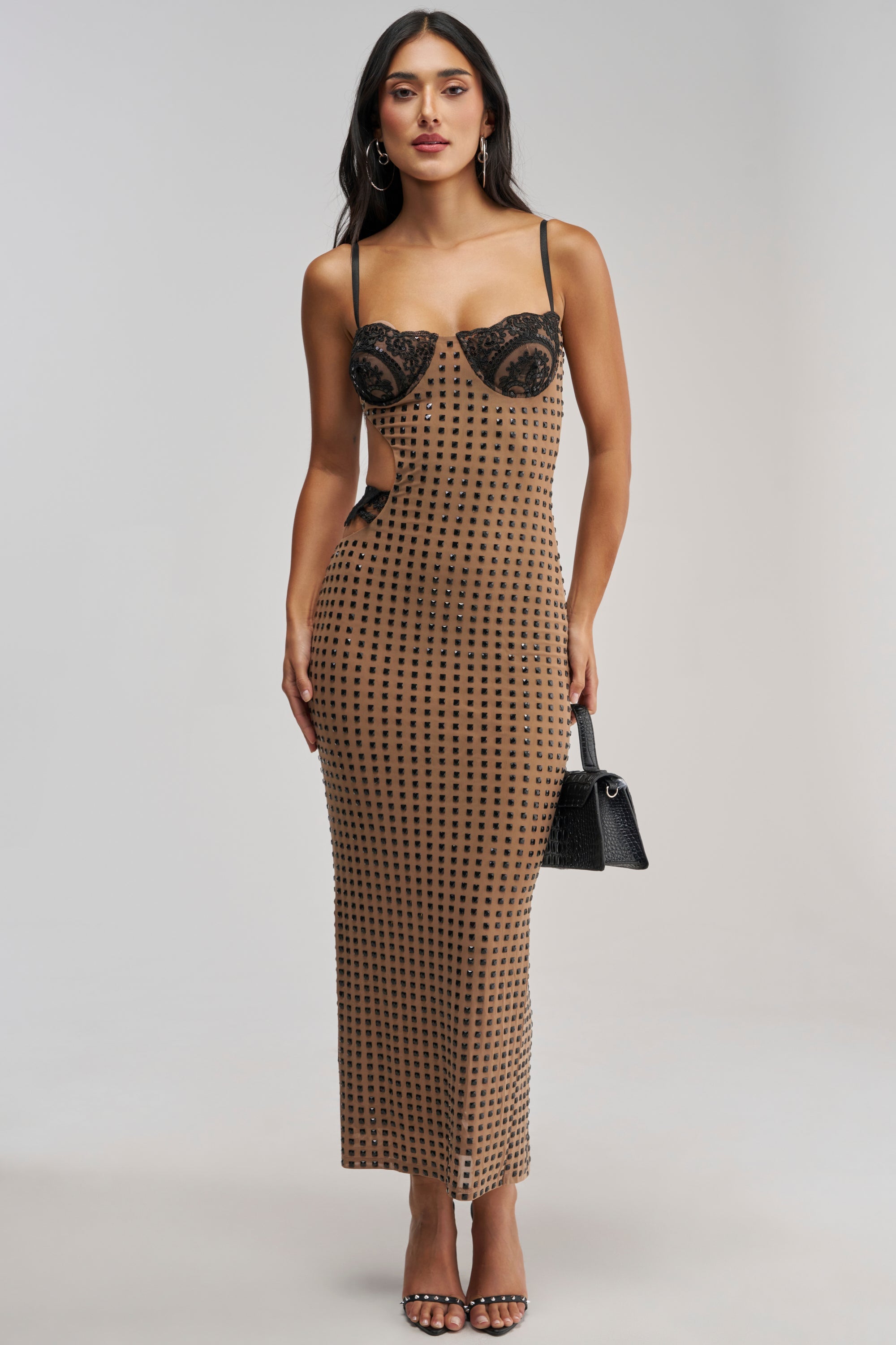 NEVER ALONE IN THE SHEETS RHINESTONE MAXI DRESS