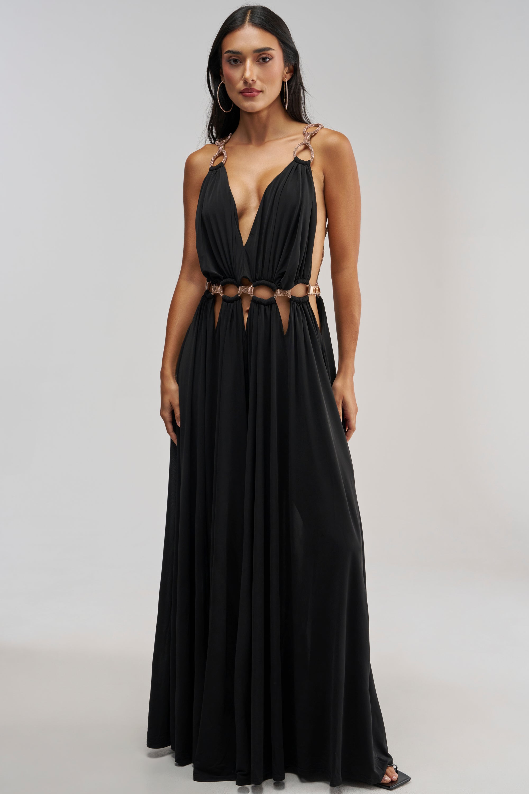 SITTING PRETTY PAVE CHAIN LINK JUMPSUIT DRESS