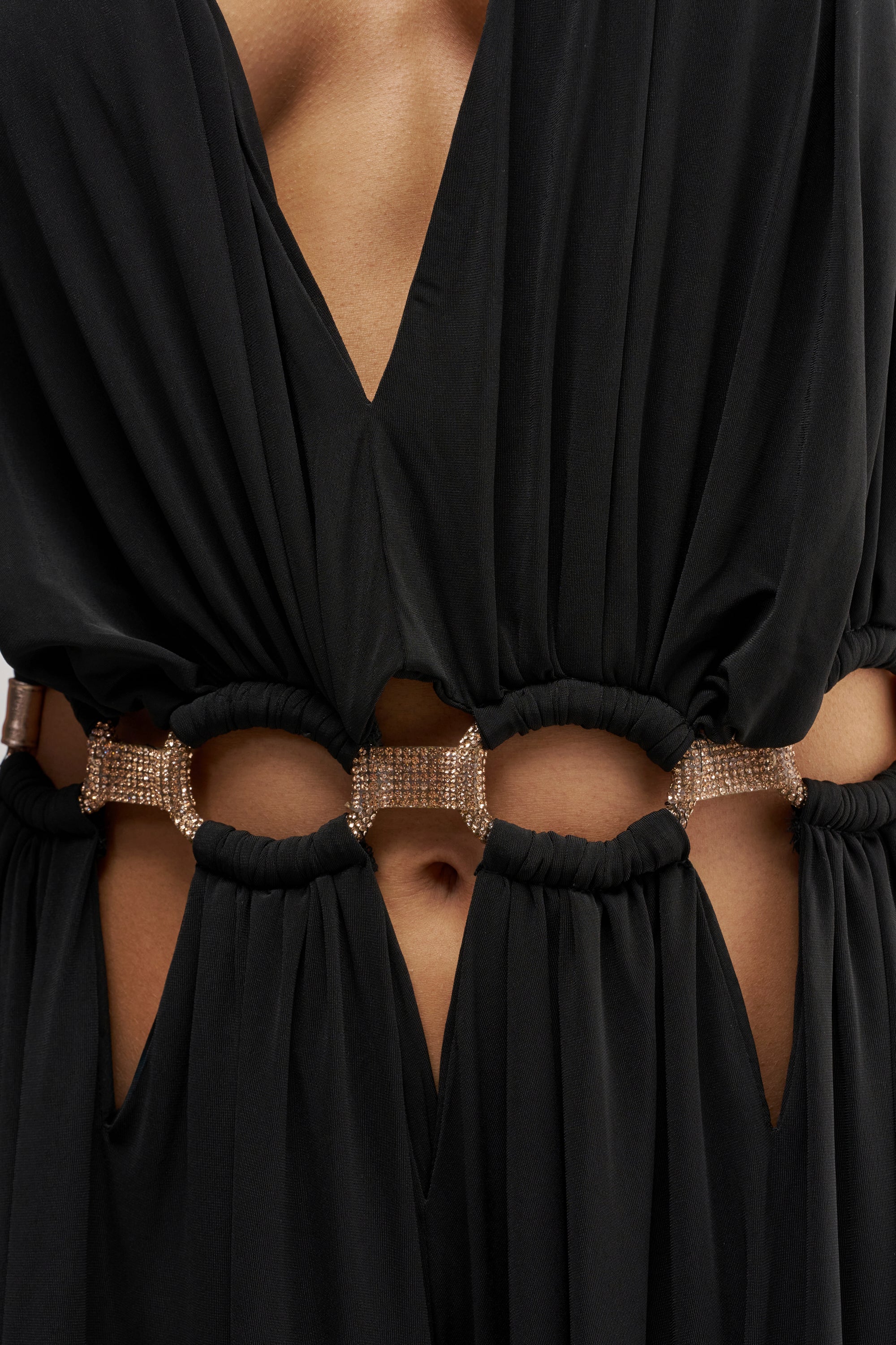 SITTING PRETTY PAVE CHAIN LINK JUMPSUIT DRESS