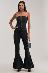 LIVI STRETCHY PINSTRIPE FLARE LEGGING