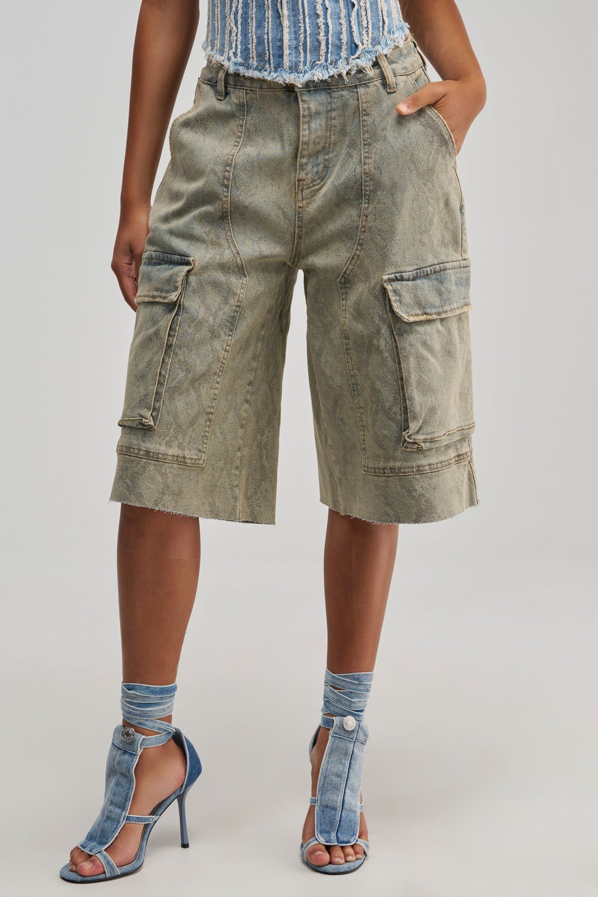LITTLE SNAKE BERMUDA SHORT VINTAGE DENIM