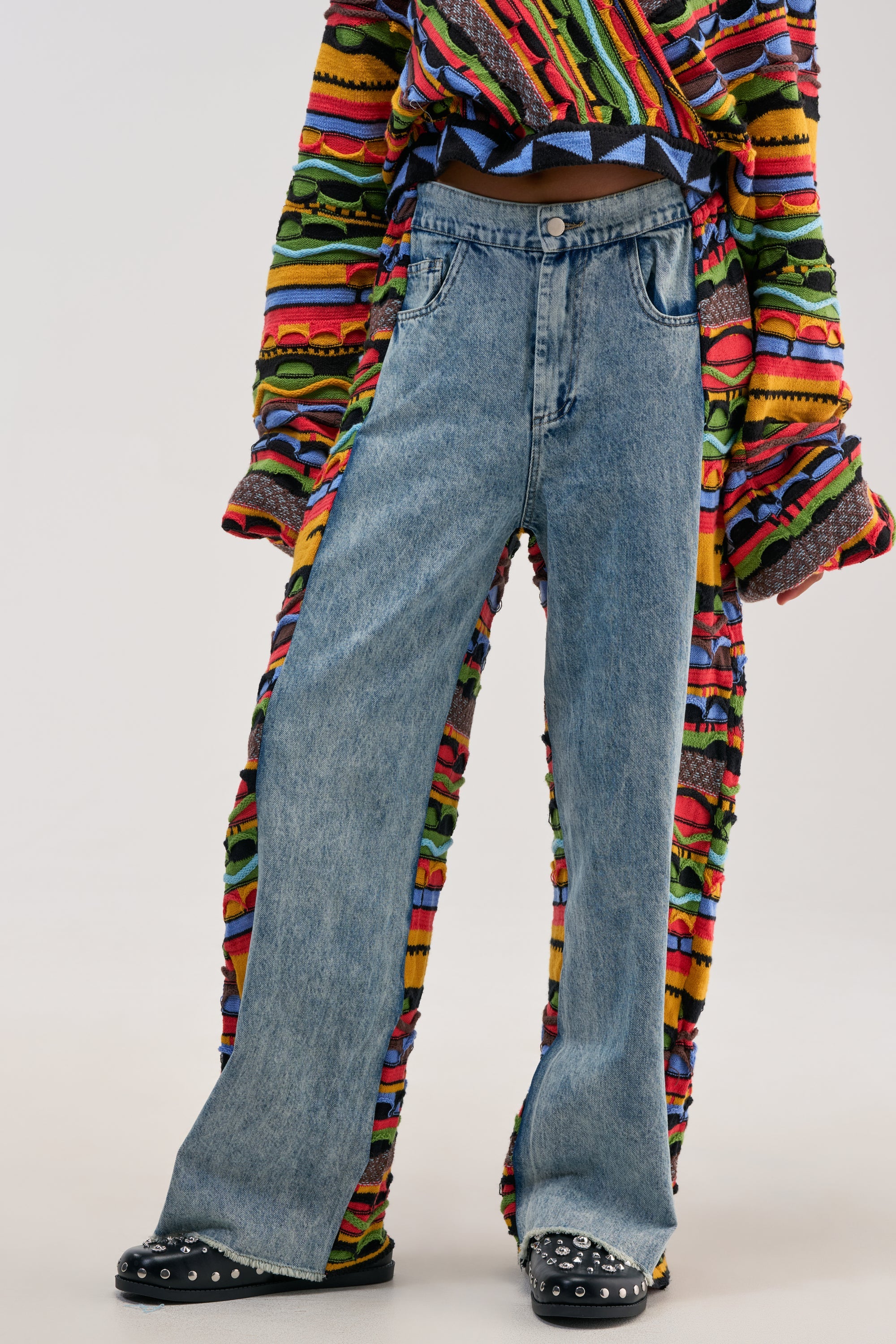 ONE OF ONE DENIM WITH KNIT SIDE PANELS