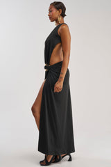 HEARTBREAKER ONE SHOULDER MAXI DRESS IN BLACK