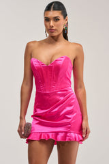 THE TRUTH ABOUT LOVE SATIN MINI DRESS IN PINK