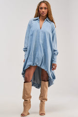 AMELIA DENIM HIGH-LOW DRESS