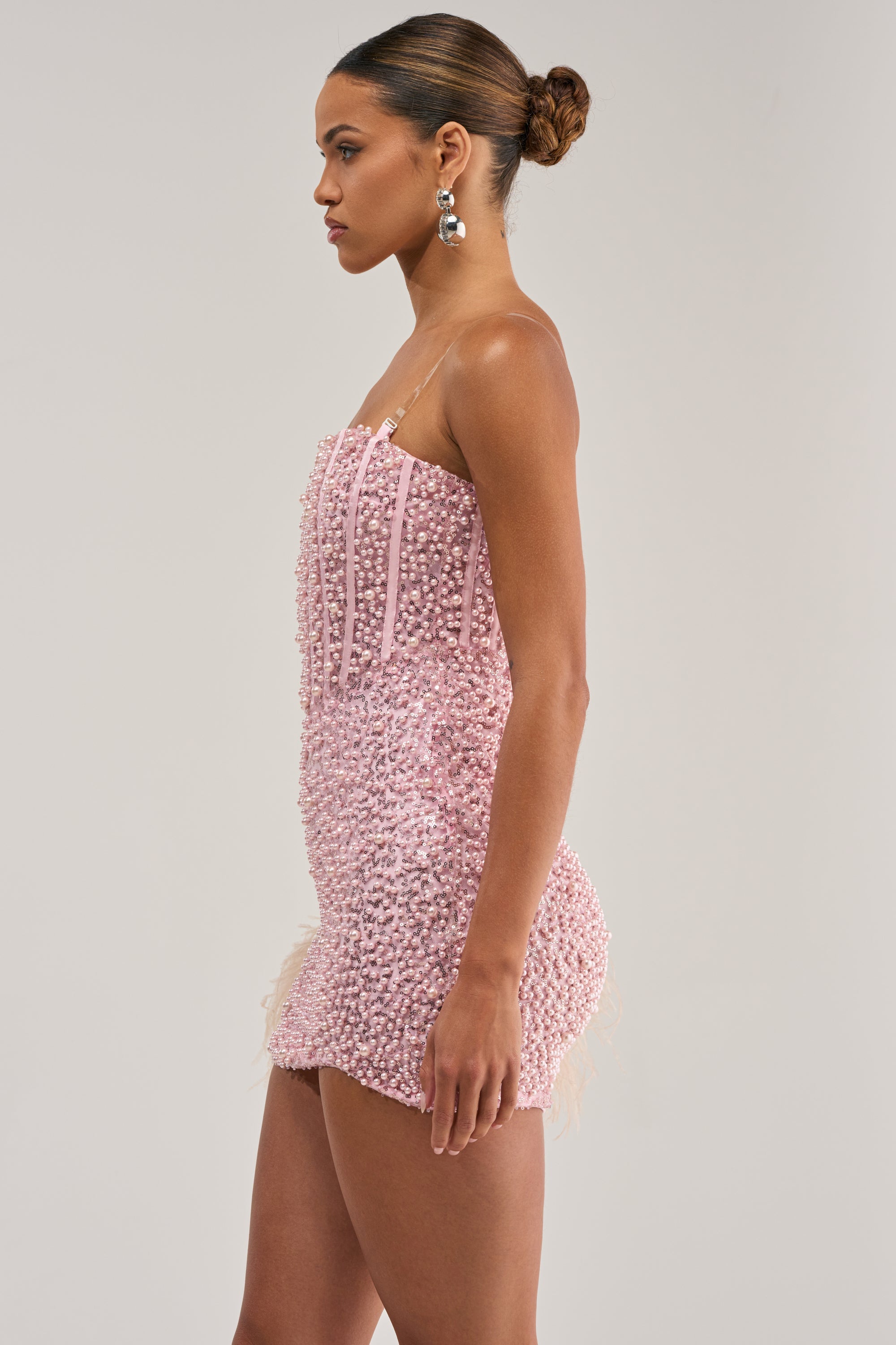 PEARLS FOR THE GIRLS MINI DRESS IN PINK