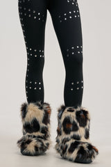AZALEA WANG ALBERT LEOPARD FLAT FUR BOOTIE