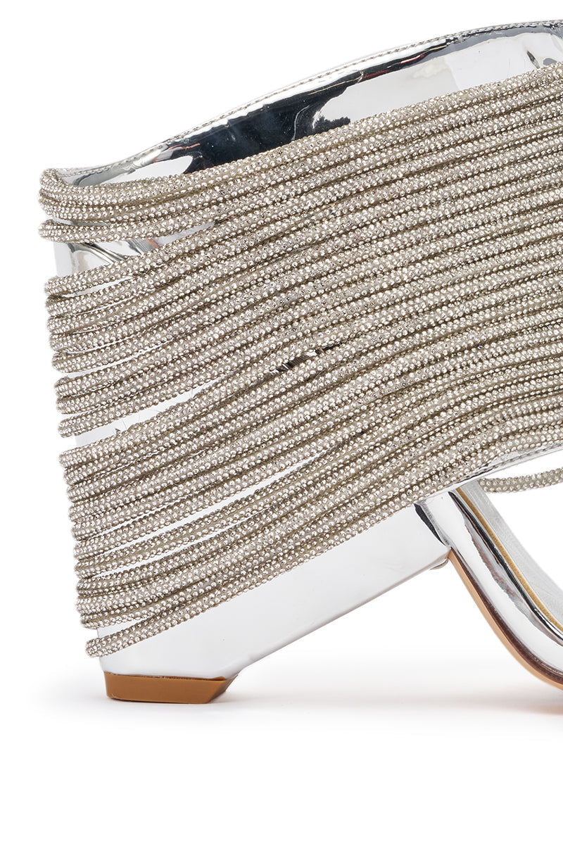 AZALEA WANG ALOUISE SILVER RHINESTONE ROPE SANDAL