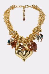 MIXED MEDIA HEART STATEMENT NECKLACE