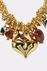 MIXED MEDIA HEART STATEMENT NECKLACE