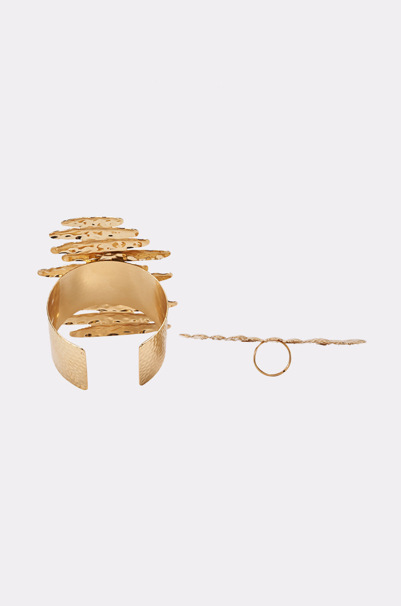 HEAT WAVES RING AND BRACELET SET IN GOLD