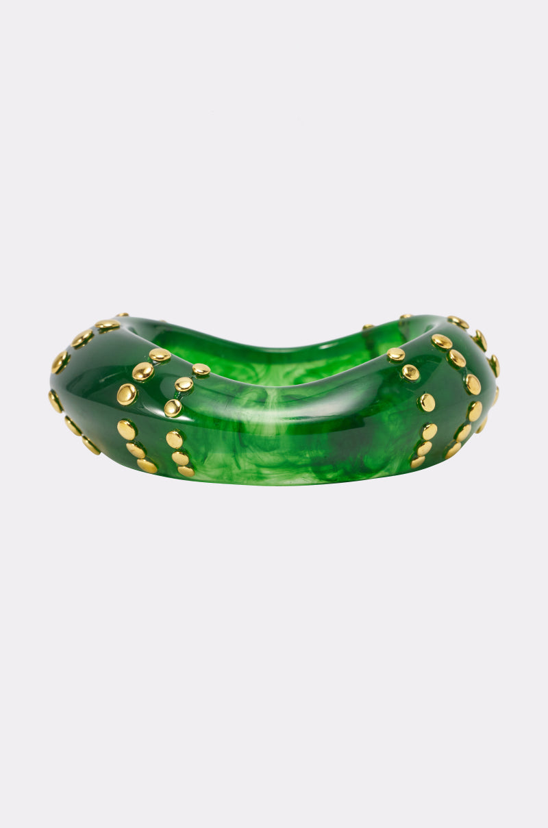 COOL GIRL STUDDED BANGLE IN GREEN