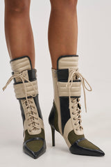 AZALEA WANG AMADA OLIVE COLORBLOCKED SPORTY BOOTIE
