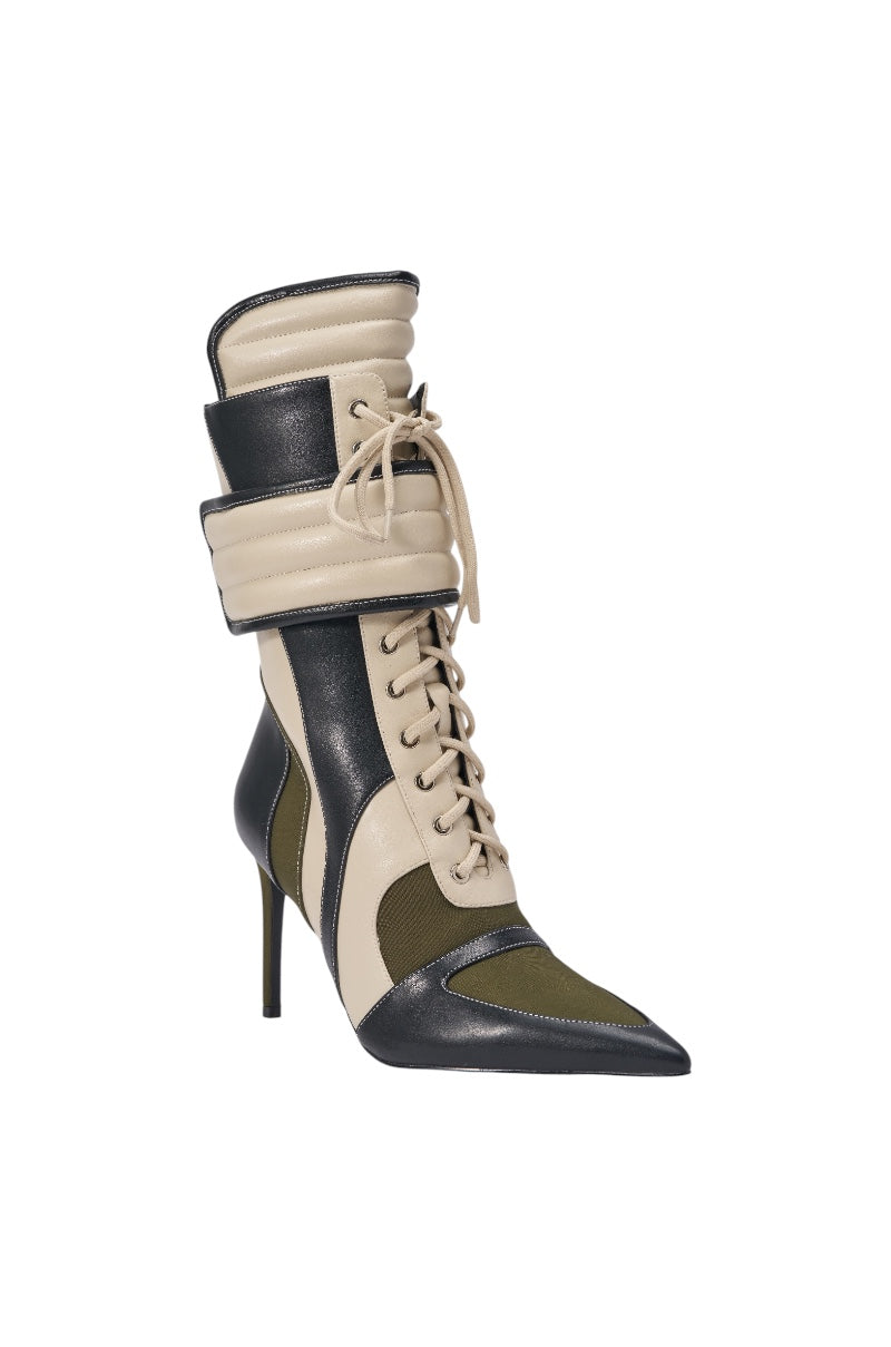 AZALEA WANG AMADA OLIVE COLORBLOCKED SPORTY BOOTIE