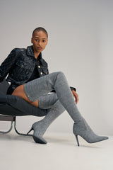 AZALEA WANG AVENOIR HOUNDSTOOTH OVER THE KNEE FOUR WAY STRETCH BOOT
