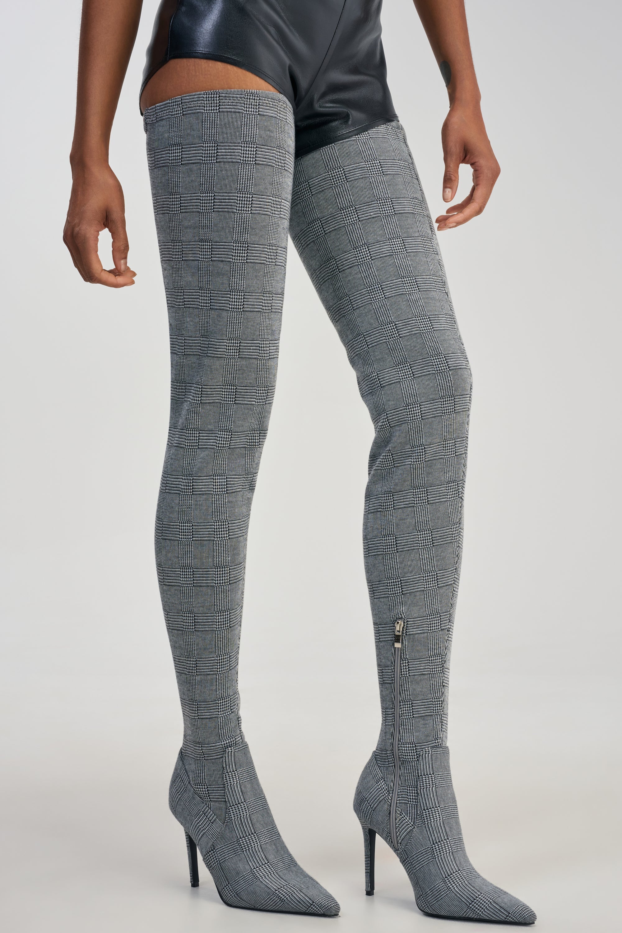AZALEA WANG AVENOIR HOUNDSTOOTH OVER THE KNEE FOUR WAY STRETCH BOOT