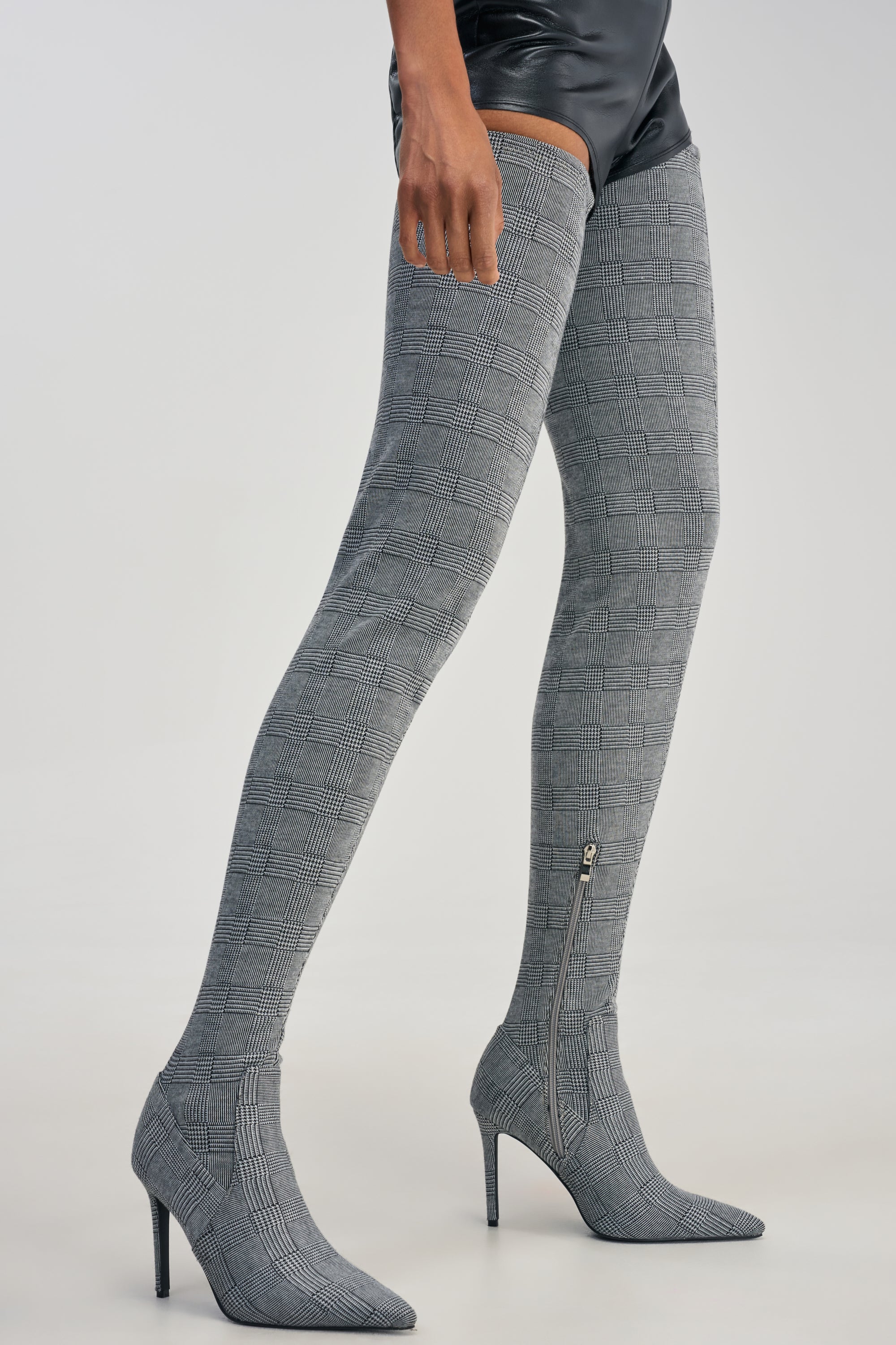 AZALEA WANG AVENOIR HOUNDSTOOTH OVER THE KNEE FOUR WAY STRETCH BOOT