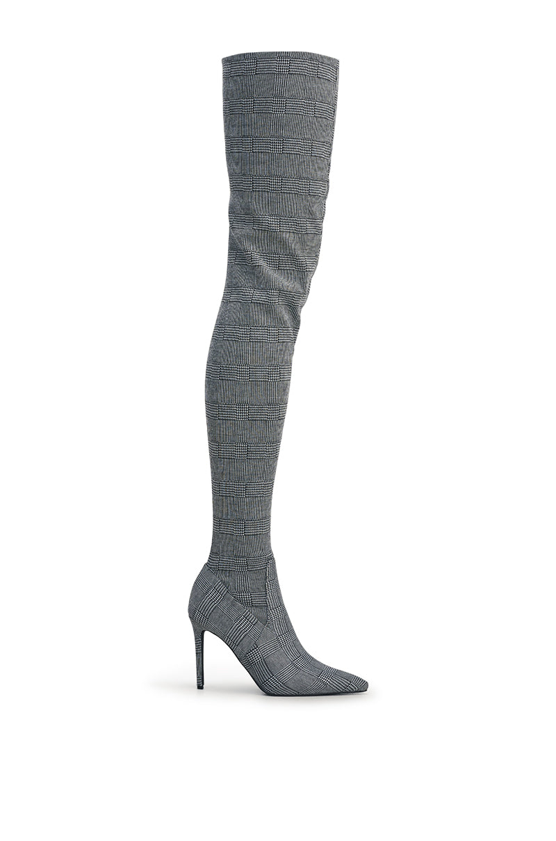 AZALEA WANG AVENOIR HOUNDSTOOTH OVER THE KNEE FOUR WAY STRETCH BOOT