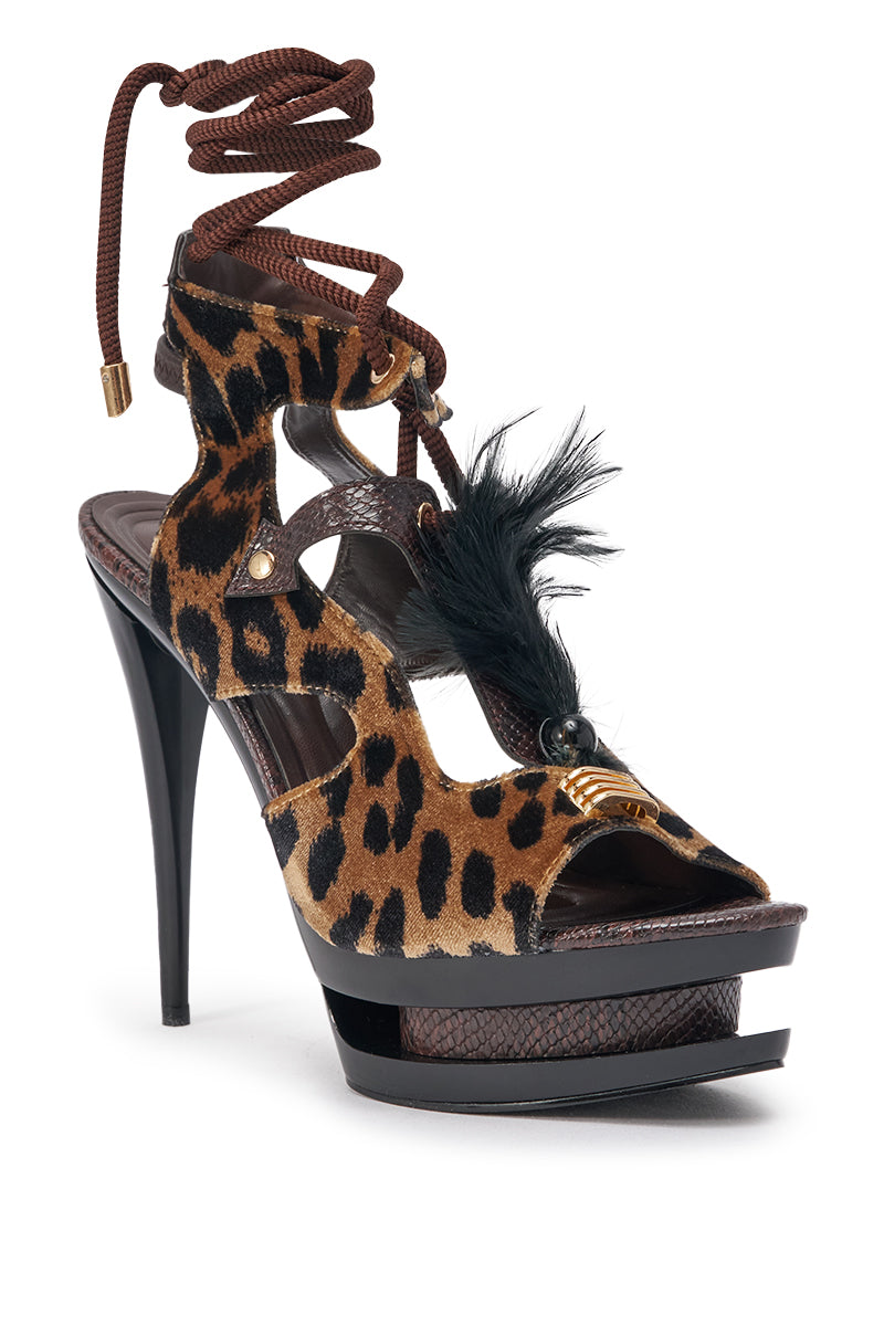 AZALEA WANG AYLA BROWN PLATFORM SANDAL