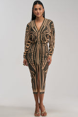 RESERVATIONS ONLY PRINTED MIDI DRESS IN OLIVE