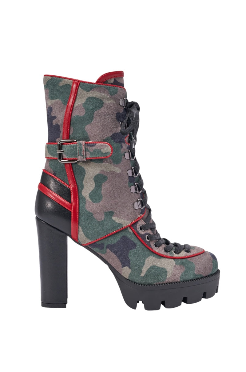 AZALEA WANG BENSON CAMO BLOCK SPORTY BOOTIE